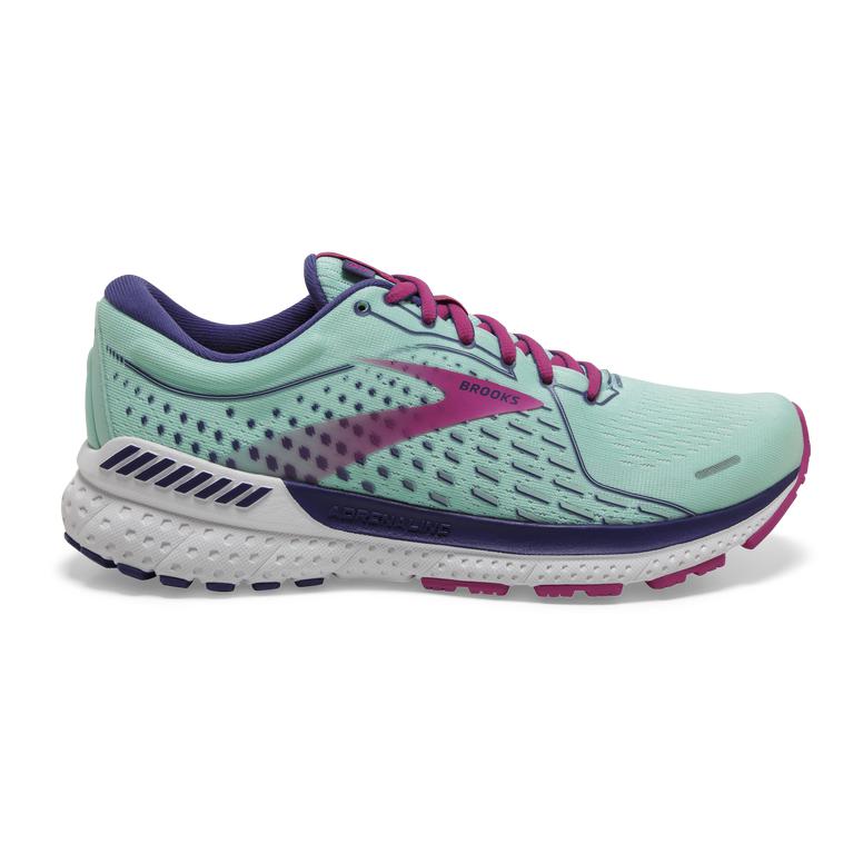 Brooks Adrenaline GTS 21 Womens Road Running Shoes - PaleTurquoise/Yucca/Navy Blue/Fuchsia - Indones